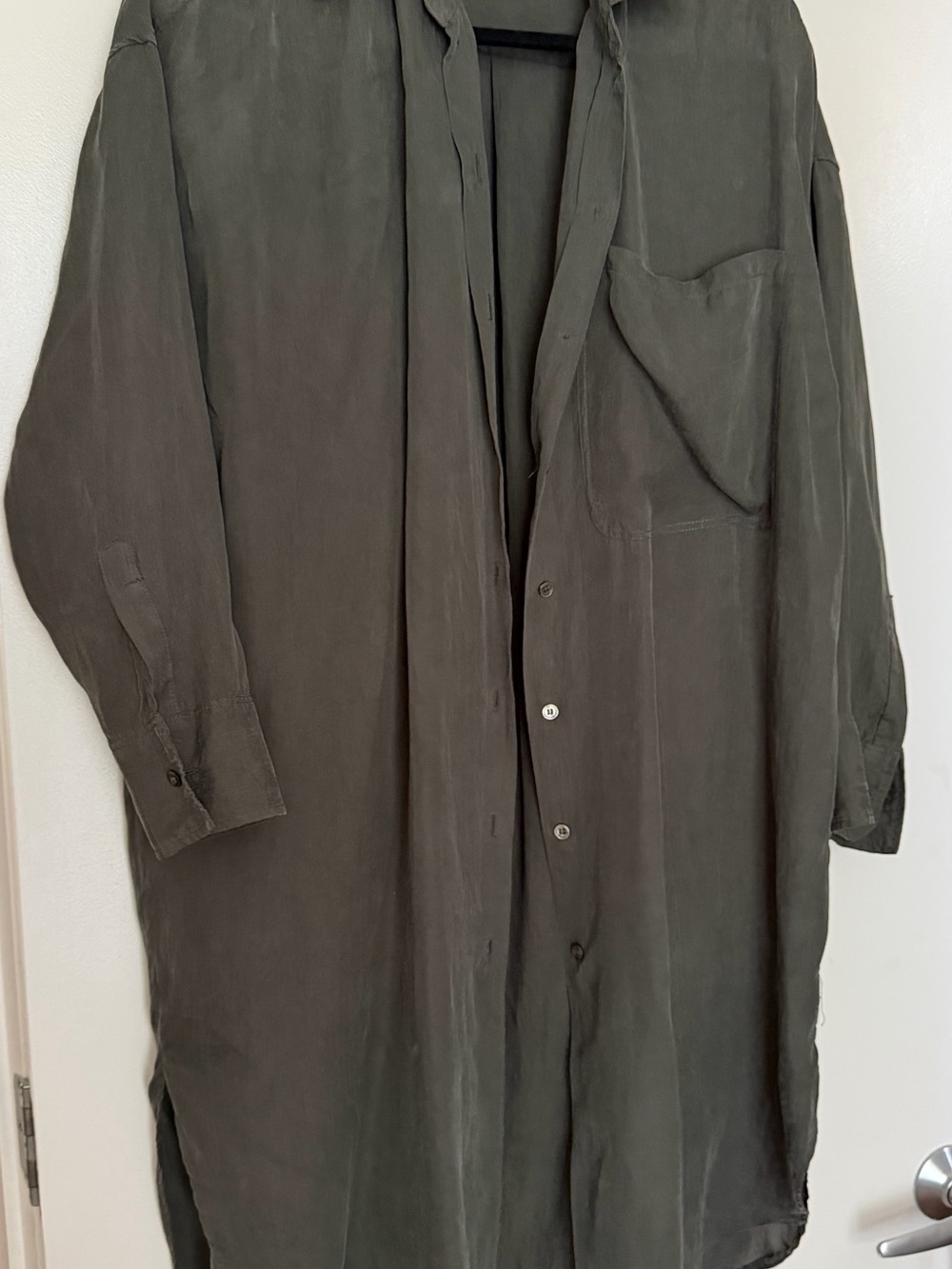 Zara Dark grey Longline Button-Down Shirt Dress